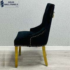 Majestic Gold Ring Knocker Dining Chairs Set of 2 – Luxury Chairs in Mink & Black