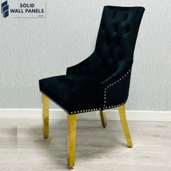 Majestic Gold Ring Knocker Dining Chairs Set of 2 – Luxury Chairs in Mink & Black