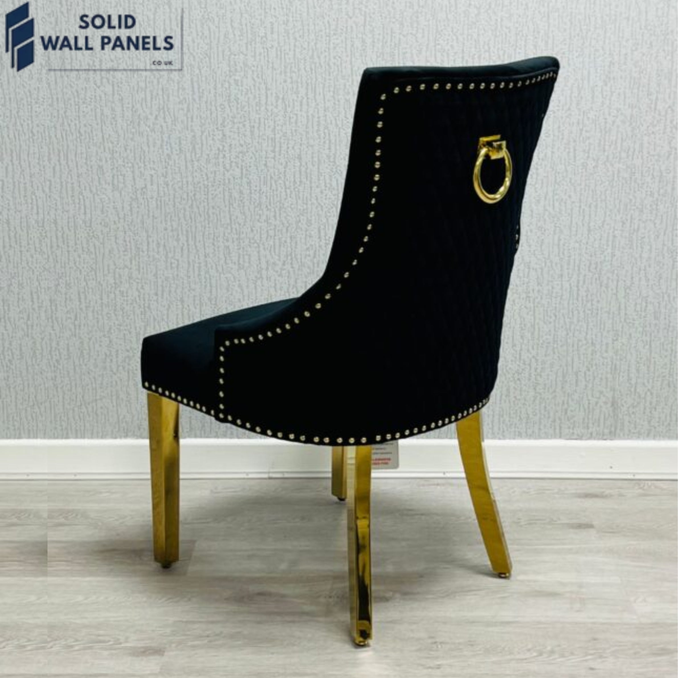 Majestic Gold Ring Knocker Dining Chairs Set of 2 – Luxury Chairs in Mink & Black