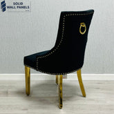 Majestic Gold Ring Knocker Dining Chairs Set of 2 – Luxury Chairs in Mink & Black