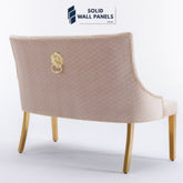Majestic Gold Lion Knocker High Bench – Luxury Velvet Seating