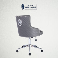 Majestic Lion Knocker PU Leather Office Chair | Grey & Black | Adjustable Height