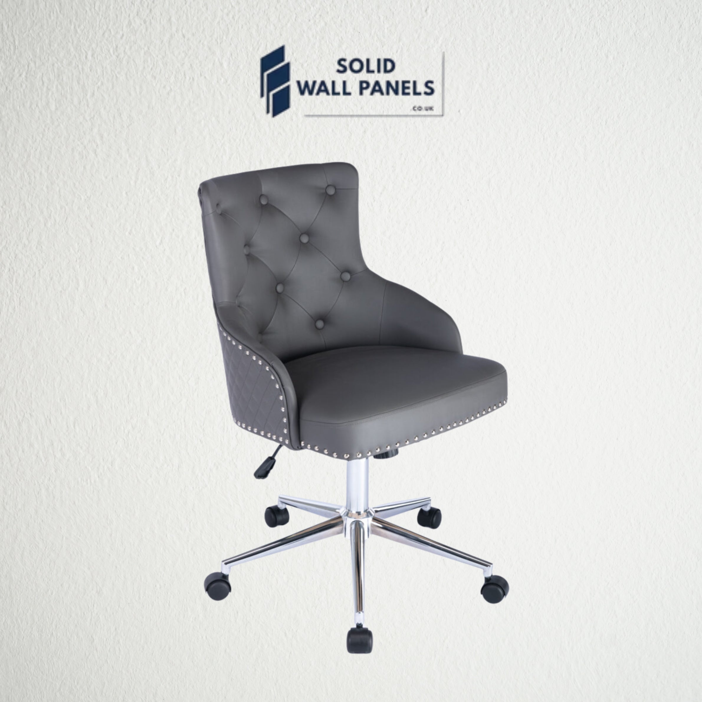 Majestic Lion Knocker PU Leather Office Chair | Grey & Black | Adjustable Height