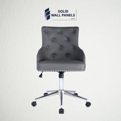 Majestic Lion Knocker PU Leather Office Chair | Grey & Black | Adjustable Height