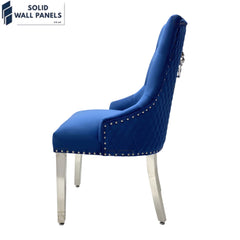 Majestic Velvet Dining Chair Set of 2 – Chrome Legs & Lion Knocker | Multiple Colours