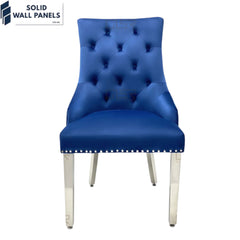 Majestic Velvet Dining Chair Set of 2 – Chrome Legs & Lion Knocker | Multiple Colours