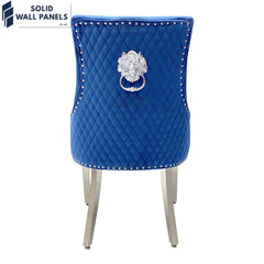 Majestic Velvet Dining Chair Set of 2 – Chrome Legs & Lion Knocker | Multiple Colours