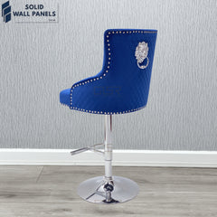 Majestic Premium Fabric Breakfast Bar Stool with Chrome Lion Knocker | Set of 2