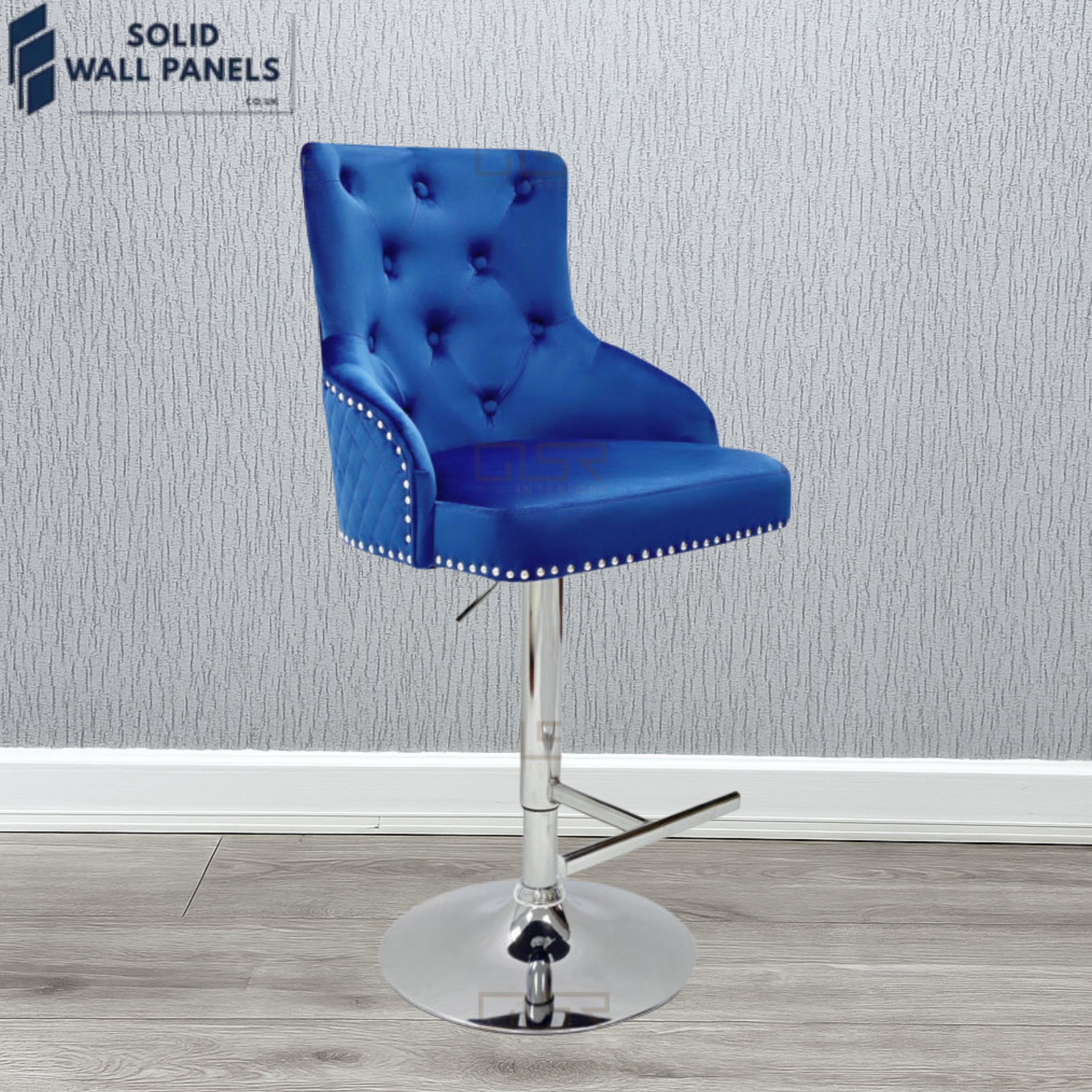 Majestic Premium Fabric Breakfast Bar Stool with Chrome Lion Knocker | Set of 2