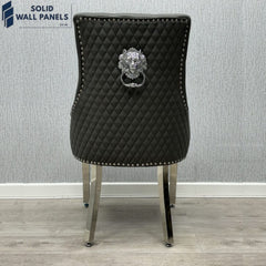 Luxury Design Majestic PU Leather Lion Knocker Dining Chair - Set of 2