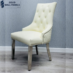 Luxury Design Majestic PU Leather Lion Knocker Dining Chair - Set of 2