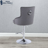 Majestic Grey Premium Fabric Breakfast Bar Stool With Chrome Round Knocker | Set of 2