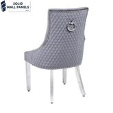 Majestic Round Knocker Grey Velvet Dining Chair Set of 2 – Chrome Legs
