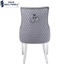 Majestic Round Knocker Grey Velvet Dining Chair Set of 2 – Chrome Legs