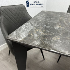 Miami Ceramic Dining Table – Black & Gold / Cream & Gold