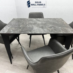 Miami Ceramic Dining Table – Black & Gold / Cream & Gold