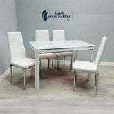 Morano Glass Dining Table Set 1.2m with California Chairs – Black, Grey & White