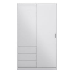 Front View of Naia High Gloss White 2 Doors Wardrobe