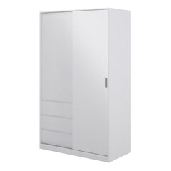 Side View Naia High Gloss White 2 Doors Wardrobe