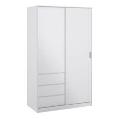 Naia High Gloss White 2 Doors Wardrobe with 3 drawers