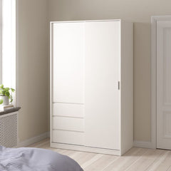 Naia White wardrobe with 2 door and 3 drawers