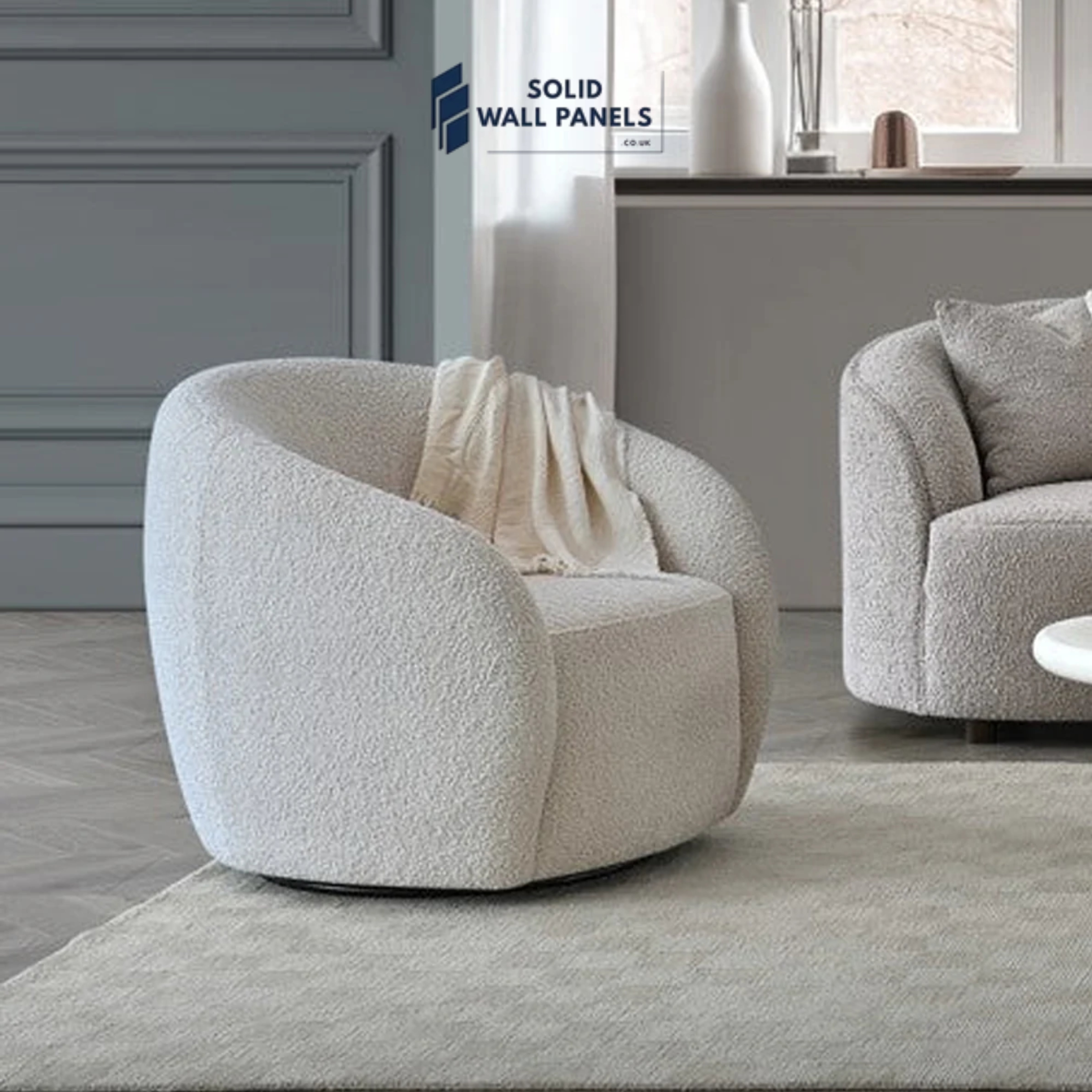 Nolita Boucle Accent Chair – Luxury Curved Design | Soft Boucle Fabric
