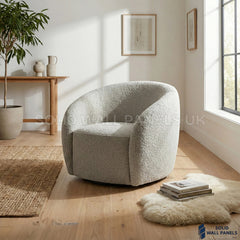 Nolita Accent Chair – Koala Grey Brown Teddy Bouclé | 360° Swivel Chair Organic Design
