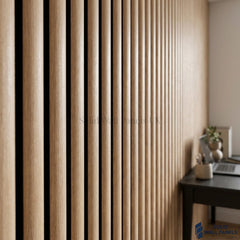 Oak 3D Fluted Wood Acoustic Wall Panel – 2400 × 600mm | Solid Wall Panels UK