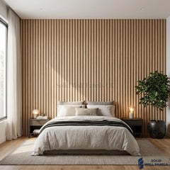Oak 3D Fluted Wood Acoustic Wall Panel – 2400 × 600mm | Solid Wall Panels UK
