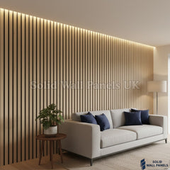 Oak Effect Slatted PVC Interior Wall Panels – Decorative Wood Look Panelling 240cm (8 Panels per Pack)
