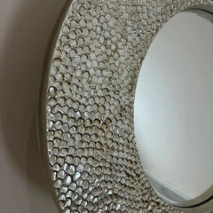 Ornate Round Rustic Mirror | White, Champagne, Silver Finish