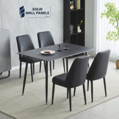 Oxford Ceramic Dining Table Set 1.2m – White, Grey & Black with 4 Chairs