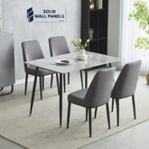Oxford Ceramic Dining Table Set 1.2m – White, Grey & Black with 4 Chairs