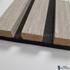 Premium 3 Sided Wood Veneer Grey Oak Acoustic Slat Wall Panel – 2400 × 320 mm (Pack of 2)