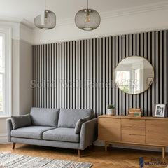 Premium Acoustic Concrete Coloured Slat Wall Panels – 240cm x 32cm (Pack of 2) | 3 Sided Modern Panels