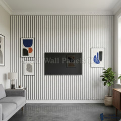 Premium Acoustic White Coloured Slat Wall Panels – 240cm x 32cm (Pack of 2) | 3 Sided Modern Panels