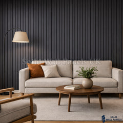 Premium Black 3 Sided Acoustic Slat Wall Panels – 2400 x 320mm (Pack of 2)