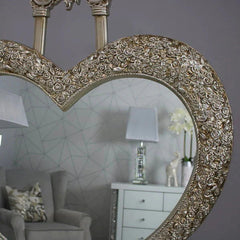 Rosa Heart Mirror – Luxury Champagne & Silver | Solid Wall Panels