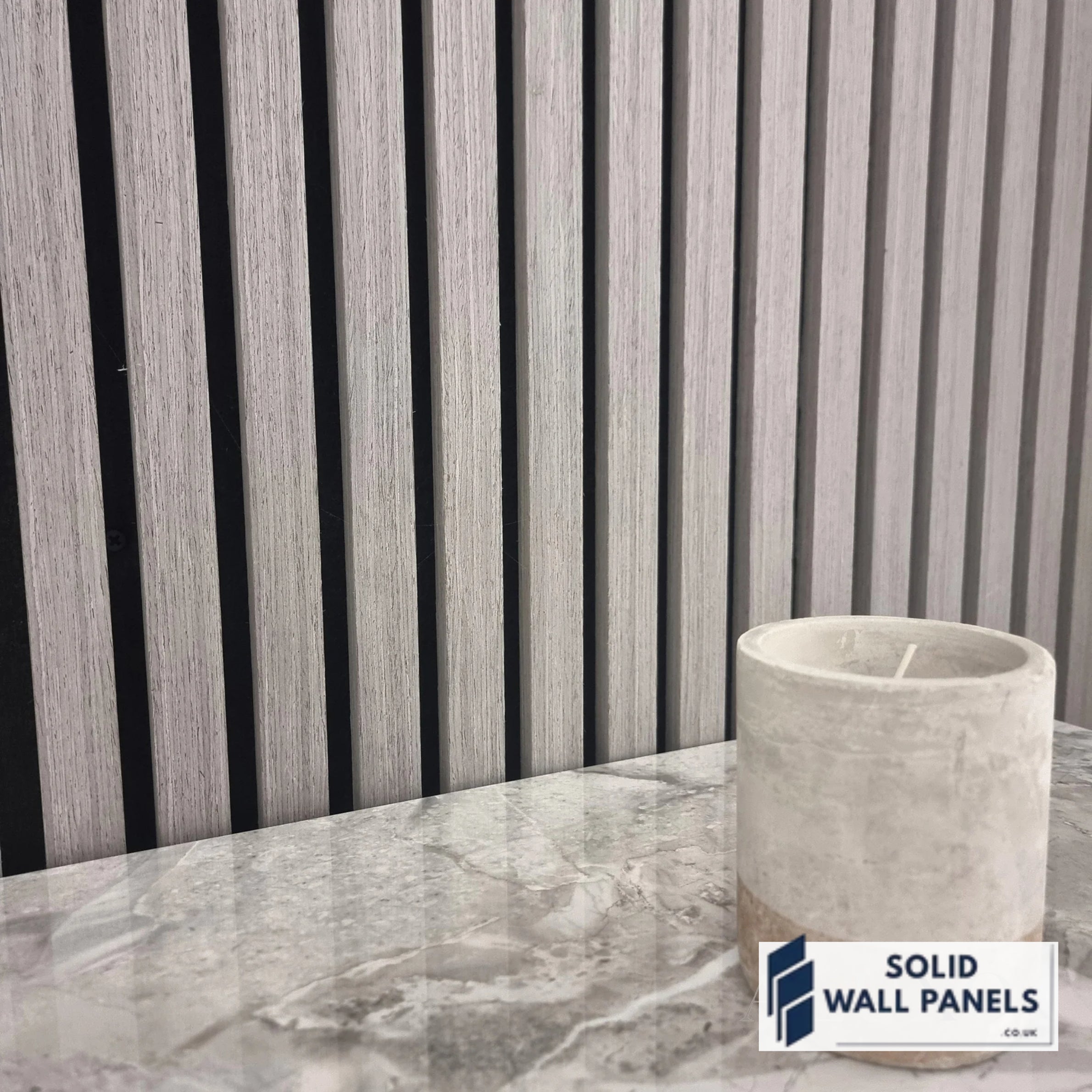 Real Wood Acoustic Slatted Wall Panels – Grey Oak (60×240 cm)