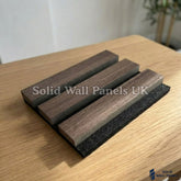 Real Wood Acoustic Slatted Wall Panels – Smoked Oak 60×240 cm | Sound Dampening Felt Back