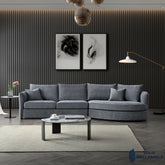 Rubin Corner Chaise – Charcoal Boucle Fabric | Modern Curved Design