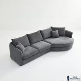 Rubin Bouclé Corner Sofa – Charcoal Grey Fabric | Right Hand Curved Chaise Design