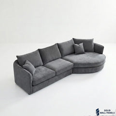 Rubin Bouclé Corner Sofa – Charcoal Grey Fabric | Right Hand Curved Chaise Design