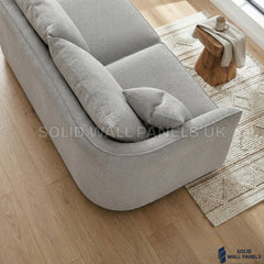 Rubin Bouclé Corner Sofa – Pebble Grey Fabric | Right Hand Curved Chaise Design