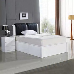 High Gloss Rugby Bed with Leather Headboard | Fast UK Delivery