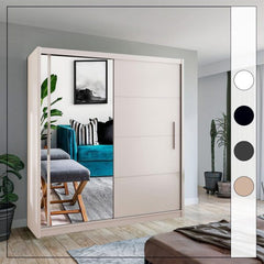 VISION WHITE Sliding Door Wardrobe - Modern Design with Mirror Doors