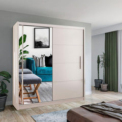 VISION WHITE Sliding Door Wardrobe - Modern Design with Mirror Doors