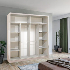 VISION WHITE Sliding Door Wardrobe - Modern Design with Mirror Doors