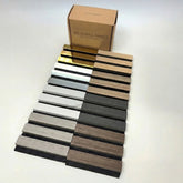 Sample Box – Metallic Acoustic Slatted Wall Panels | 3 Colour Swatches