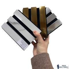 Sample Box – Metallic Acoustic Slatted Wall Panels | 3 Colour Swatches